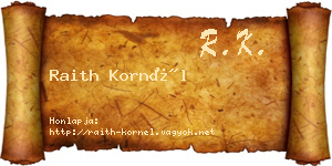 Raith Kornél névjegykártya